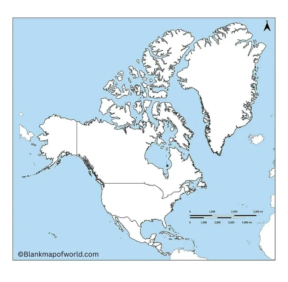 Blank Map of North America   