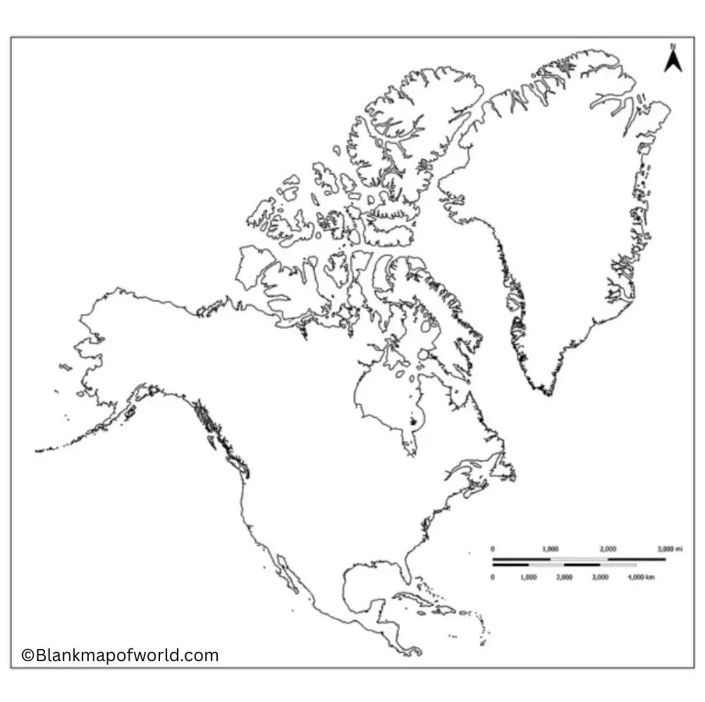 Blank Map of North America   
