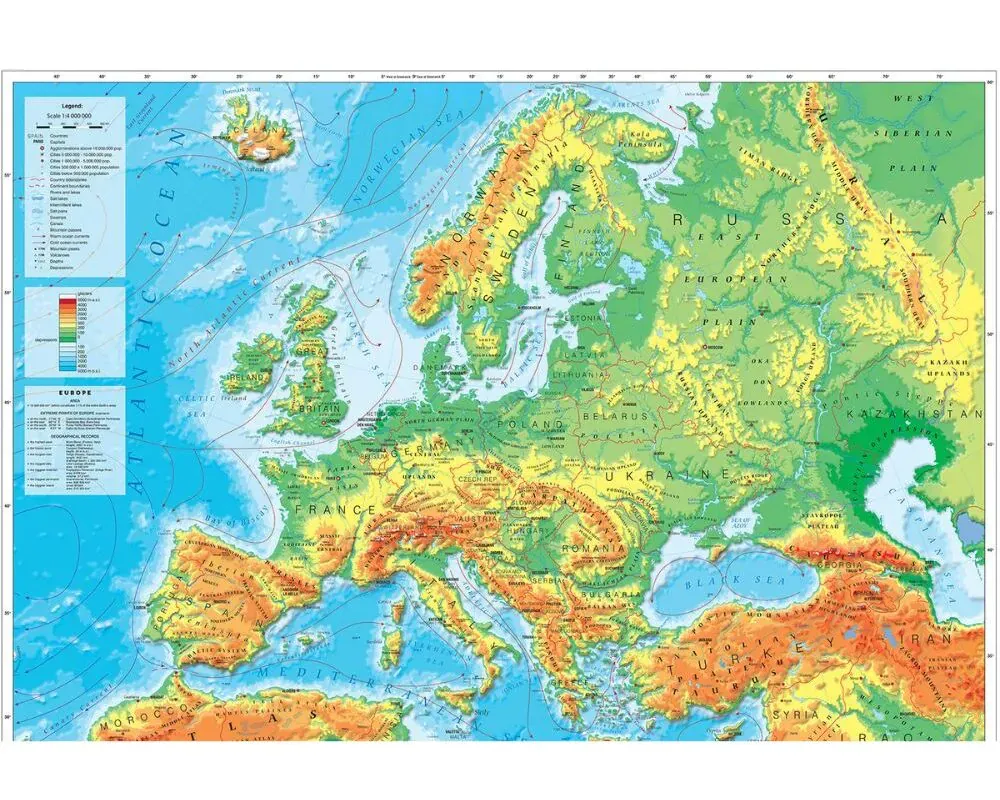 Physical Map of Europe