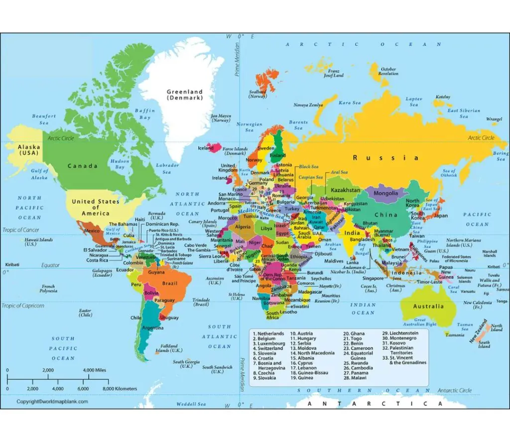 Labeled Map of the World