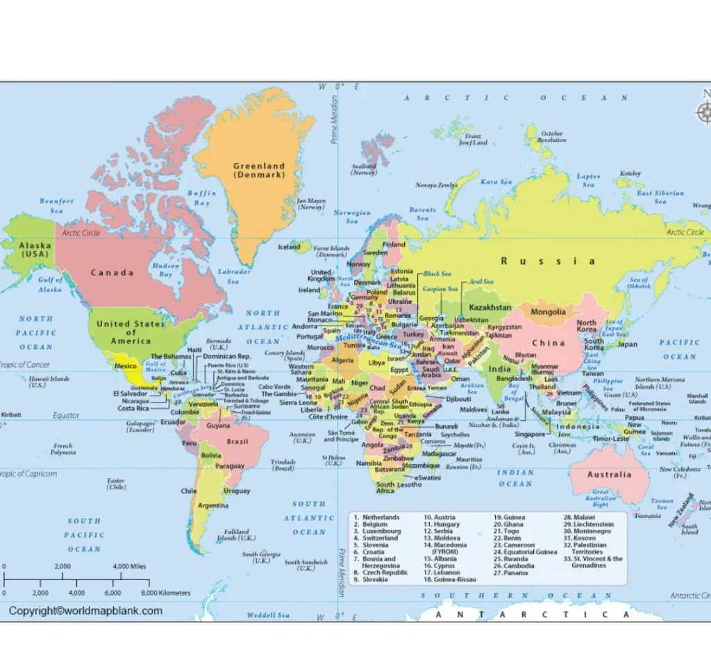Labeled Map of the World