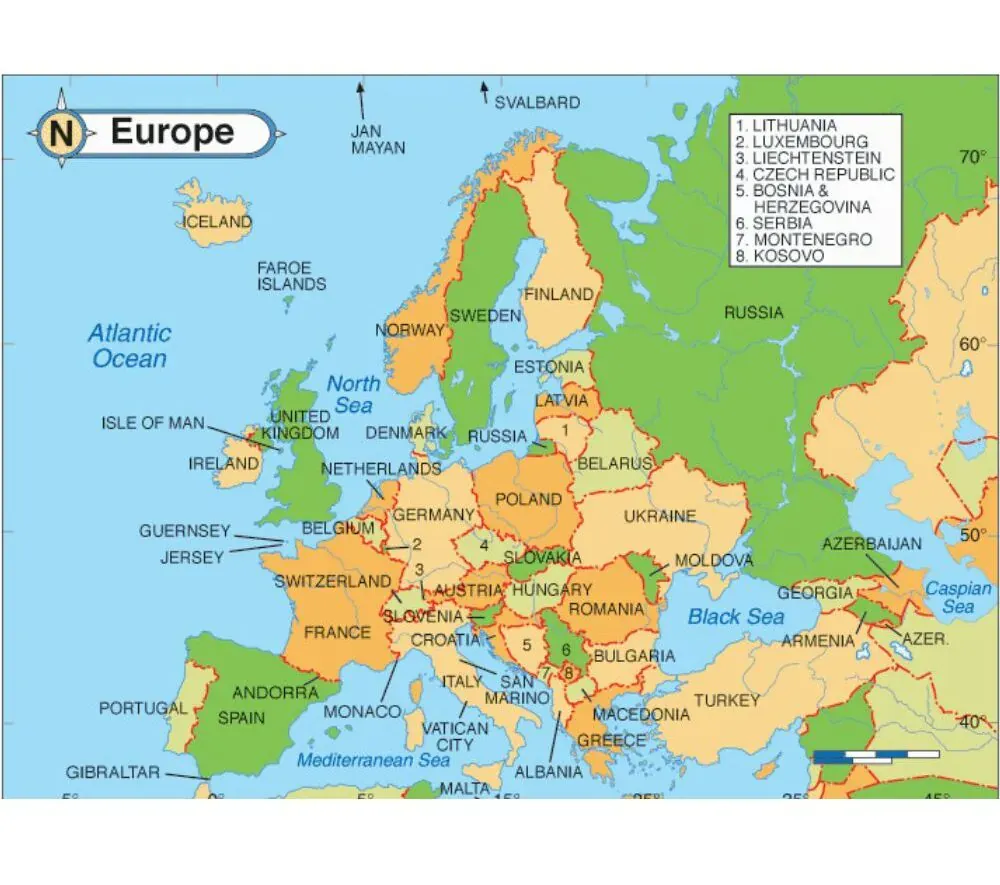 Physical Map of Europe